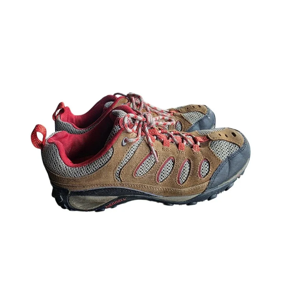 Merrell Kangaroo/Ochre Hiking Trail Shoes Men's US 8.5 Brown Red Suede Vibram
